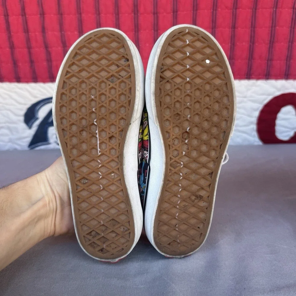 Size 1.5y - Marvel‎ x VANS Kids Girls Superhero Sneakers Lace-Up Shoes Black Red